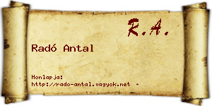 Radó Antal névjegykártya